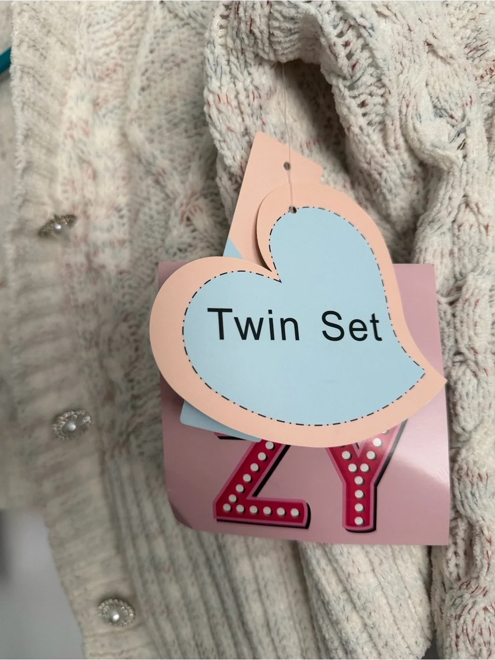 Cozy Cable-Knit Twin Set Cardigan & Camisole — Cream